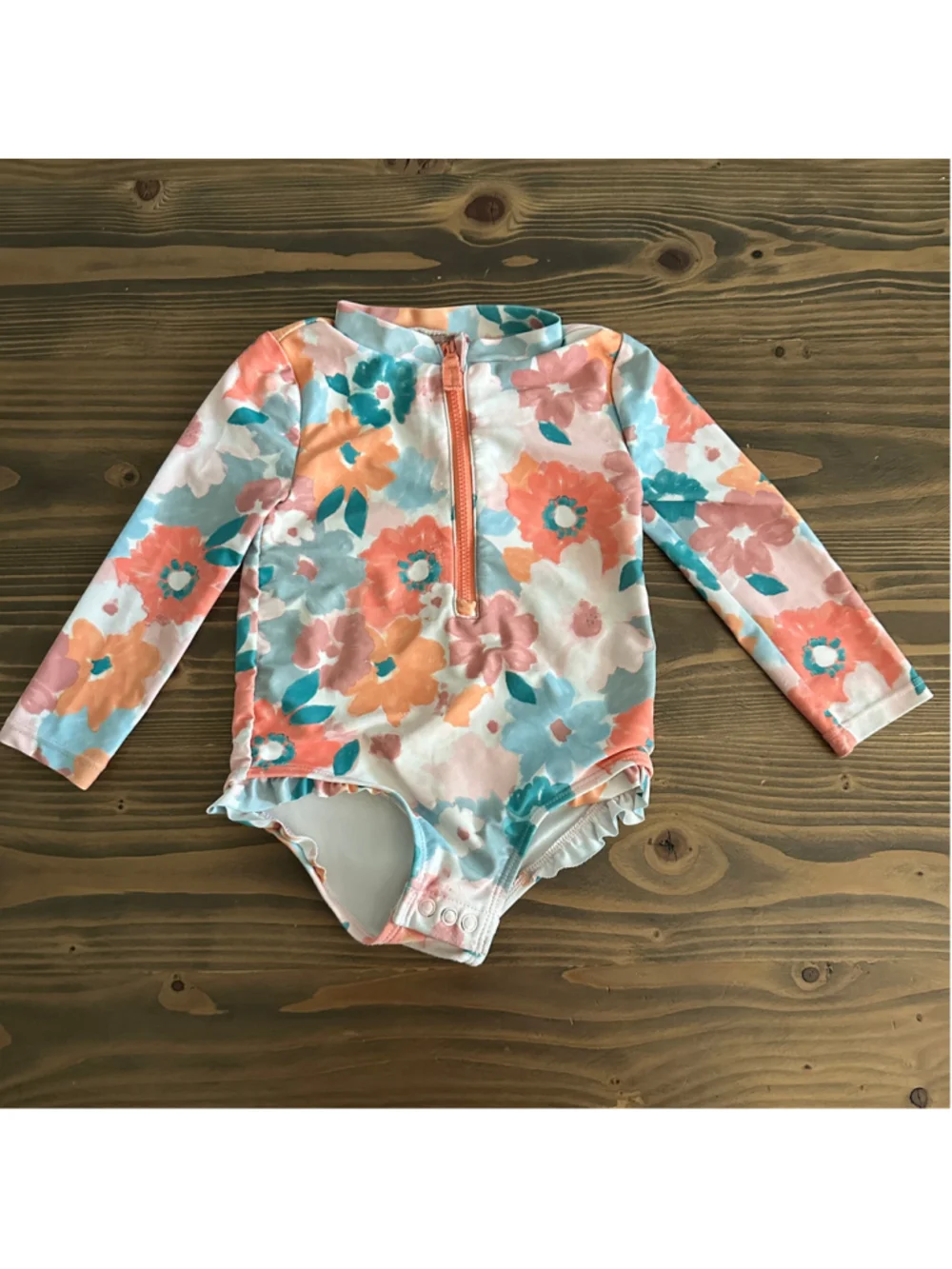 Just One You Carter's Swimsuit Baby 18M Floral Long Sleeve Rash Guard Zip